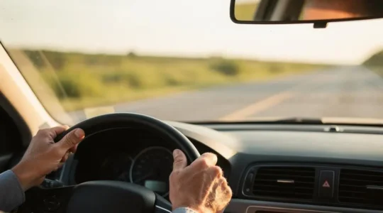 Conducteur adoptant une conduite sereine sur une route dégagée, symbole d'économies grâce au bonus assurance