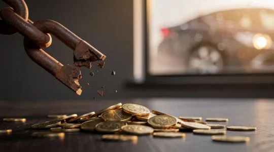 Illustration symbolique d'un poids financier allégé représentant la disparition du reste à charge grâce au rachat de franchise auto