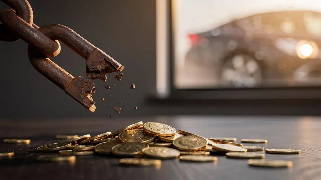 Illustration symbolique d'un poids financier allégé représentant la disparition du reste à charge grâce au rachat de franchise auto